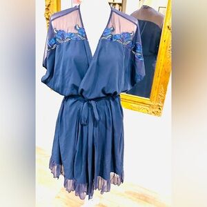 Soma limited edition Sweet Dreams short sleeve embroidered navy blue robe sz XXL